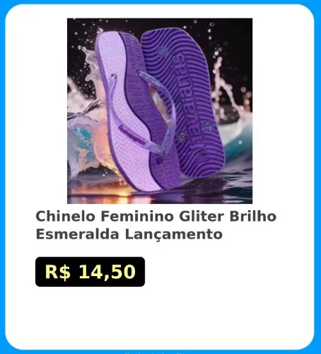 🛍Chinelo Feminino Gliter Brilho Esmeralda Lançamento