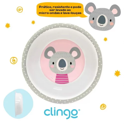 Clingo Pratinho Bowl Infantil - Coala, Luke Azul e Milky Rosa