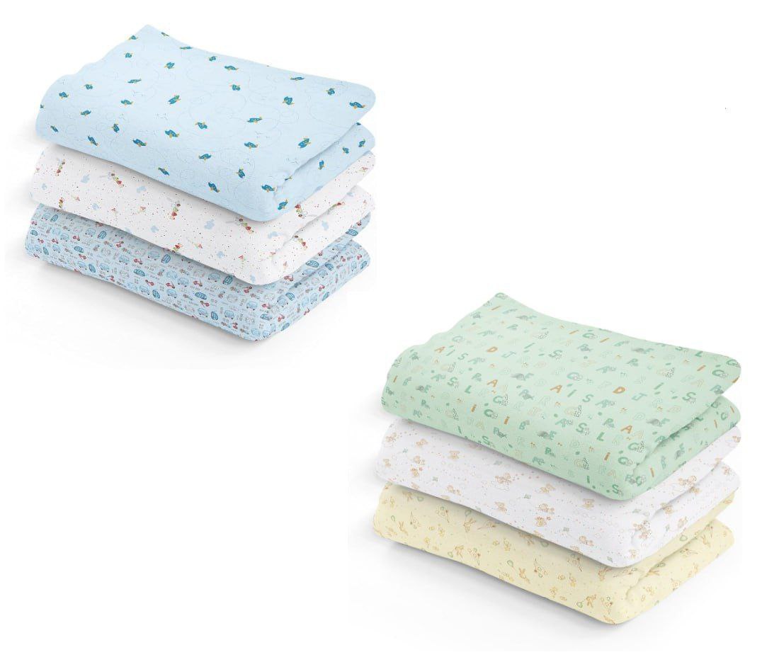 Cueiro Flanelado  Estampado 80x60cm Papi Textil 3 unidades