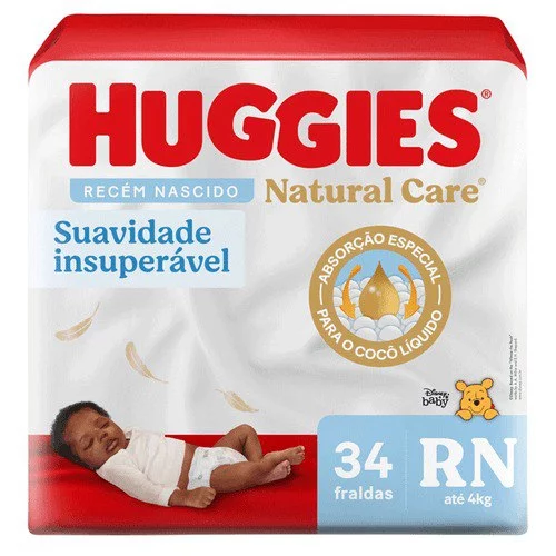 Fralda Huggies Natural Care RN com 34 Unidades