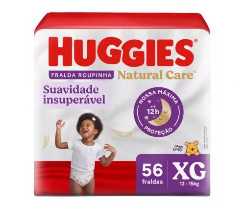 Fralda Huggies Natural Care Roupinha XG 56 unidades