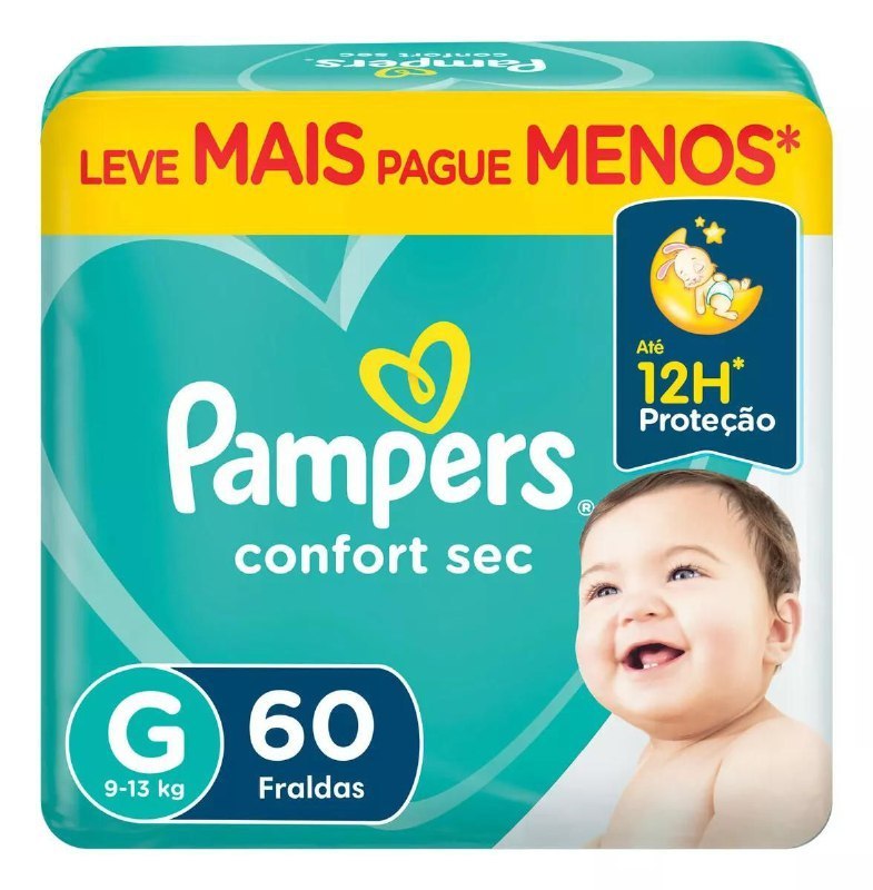 Fralda Pampers Confort Sec G 60 Unidades