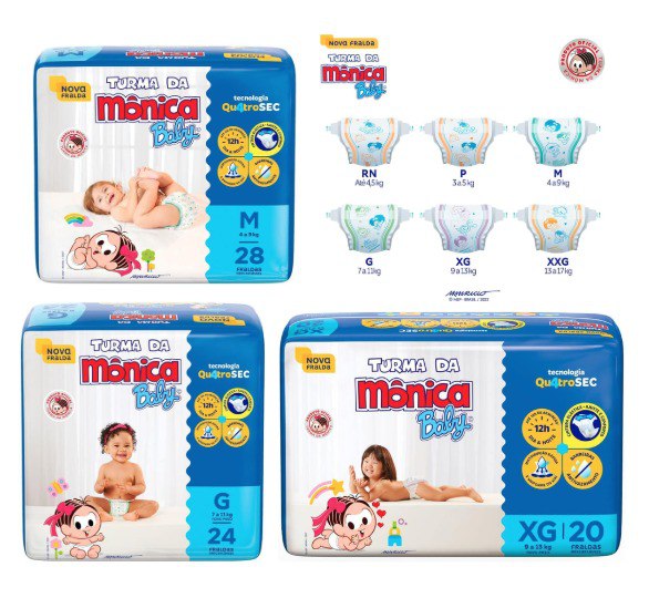 Fralda Turma da Mônica Baby Jumbo M, G e XG