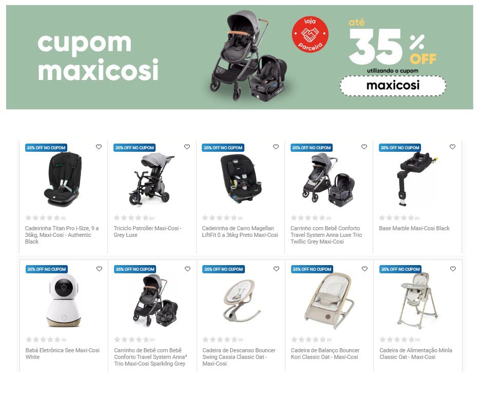 Itens Maxi Cosi com 35% off com cupom