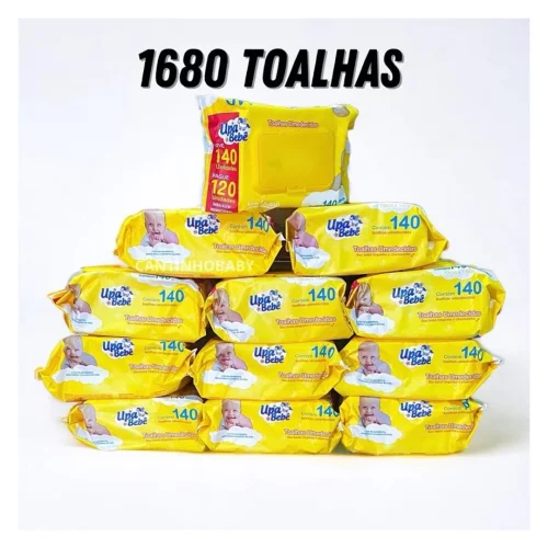 Kit 1680 lenços Toalhas Umedecidas Upa Bebê (12 pacotes 140und cada)