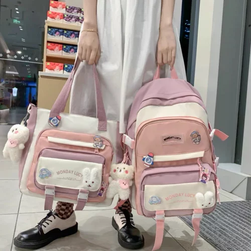 Kit 2 Mochila Bolsa Feminina Masculina Para Escolar Viajar Estilo Multineos Comercio