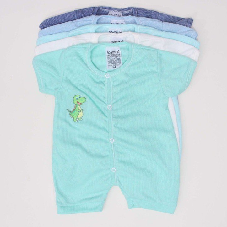 ✨ Kit 3 Banho de Sol Macaquinho Macacão de Bebê Manga Curta Menino Menina Roupas de Bebê