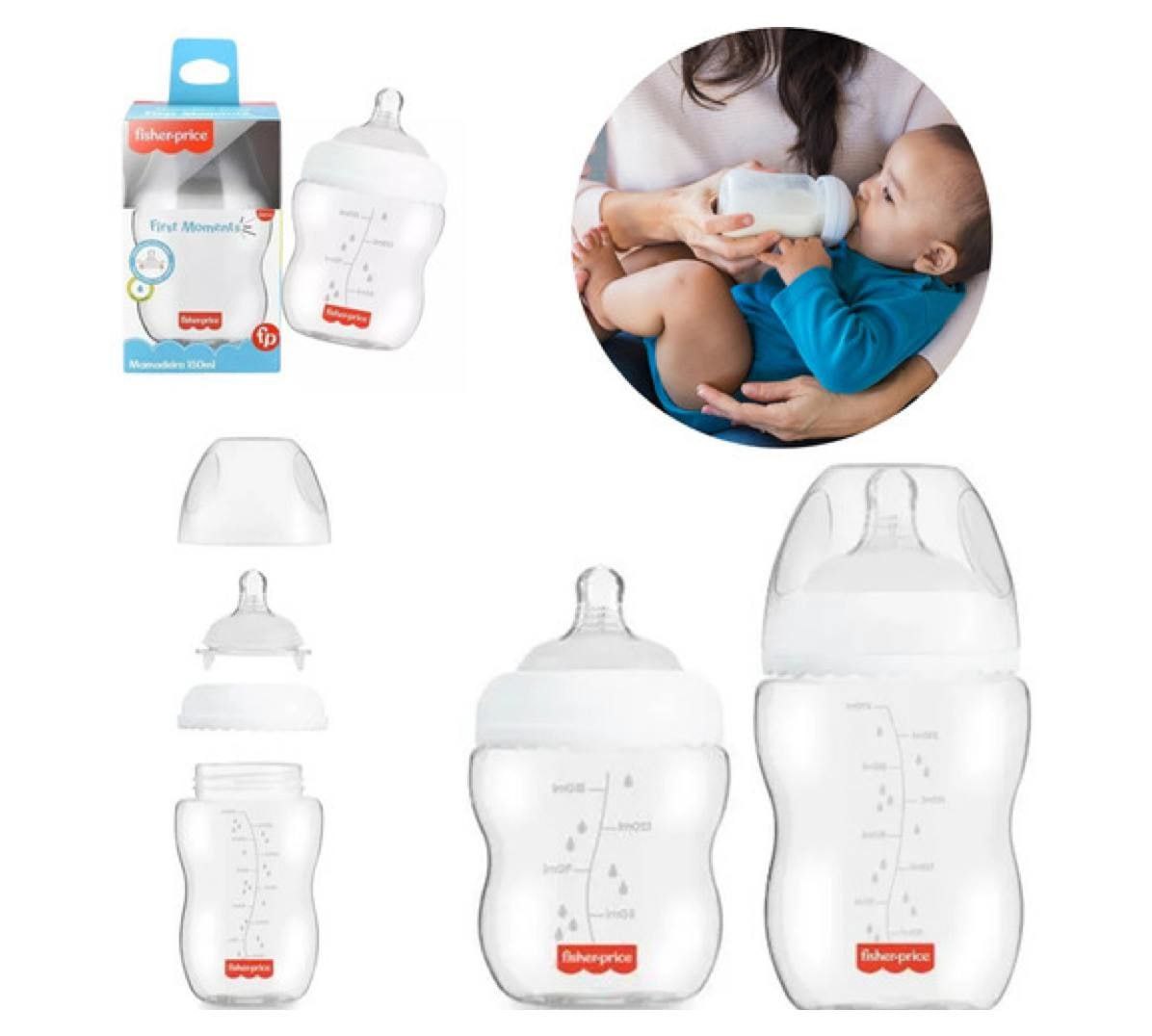 Kit 3 Mamadeiras First Moments Anti Cólica 150/270/330ml Fisher Price