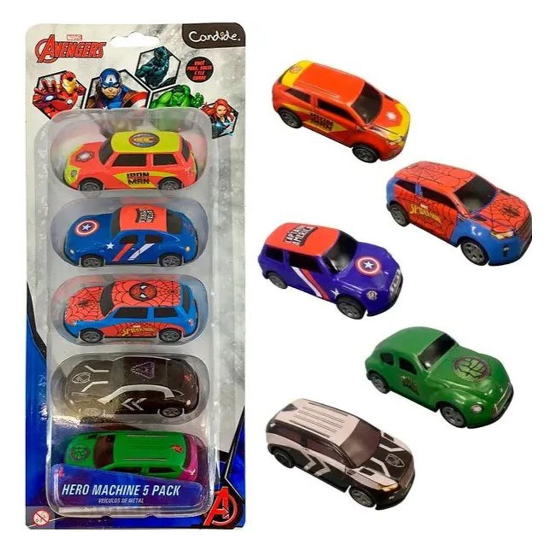 Kit Carrinhos Marvel Hero Machine Candide 5 Peças