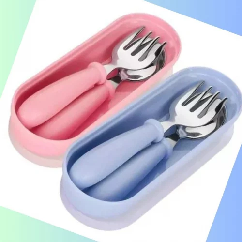 🛍️Kit Com Estojo 3 peças Talheres Aço Inox - estojo + colher + garfo