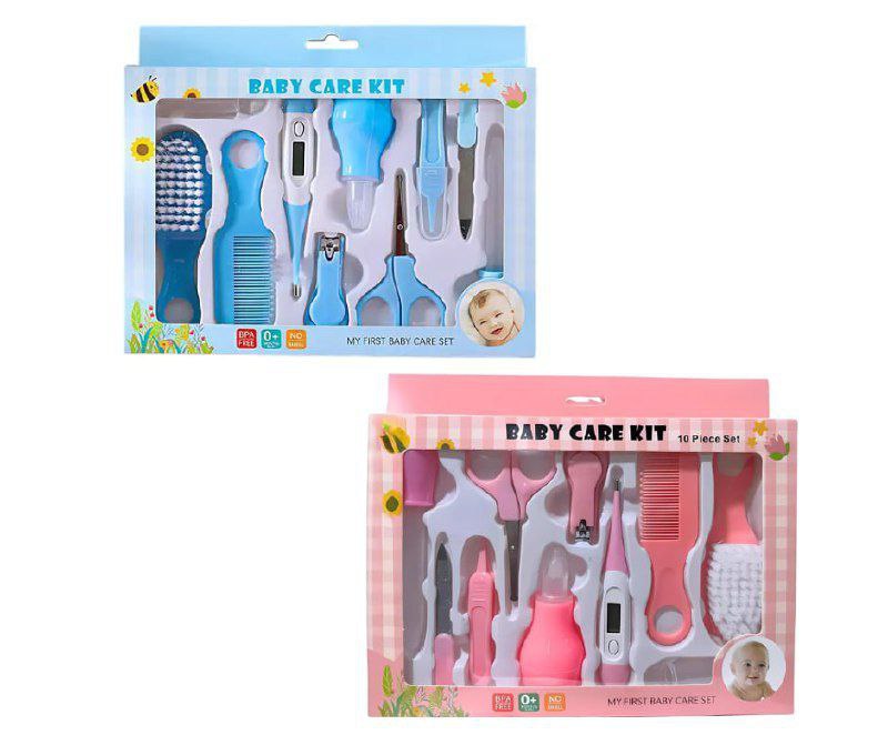 Kit Higiene 10 Pçs Cuidados Bebê Recém Nascido Azul ou Rosa
