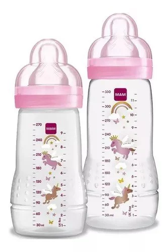 Kit MAMadeira MAM - Easy Active Set - Mamadeiras de 270ml e 330ml - Rosa