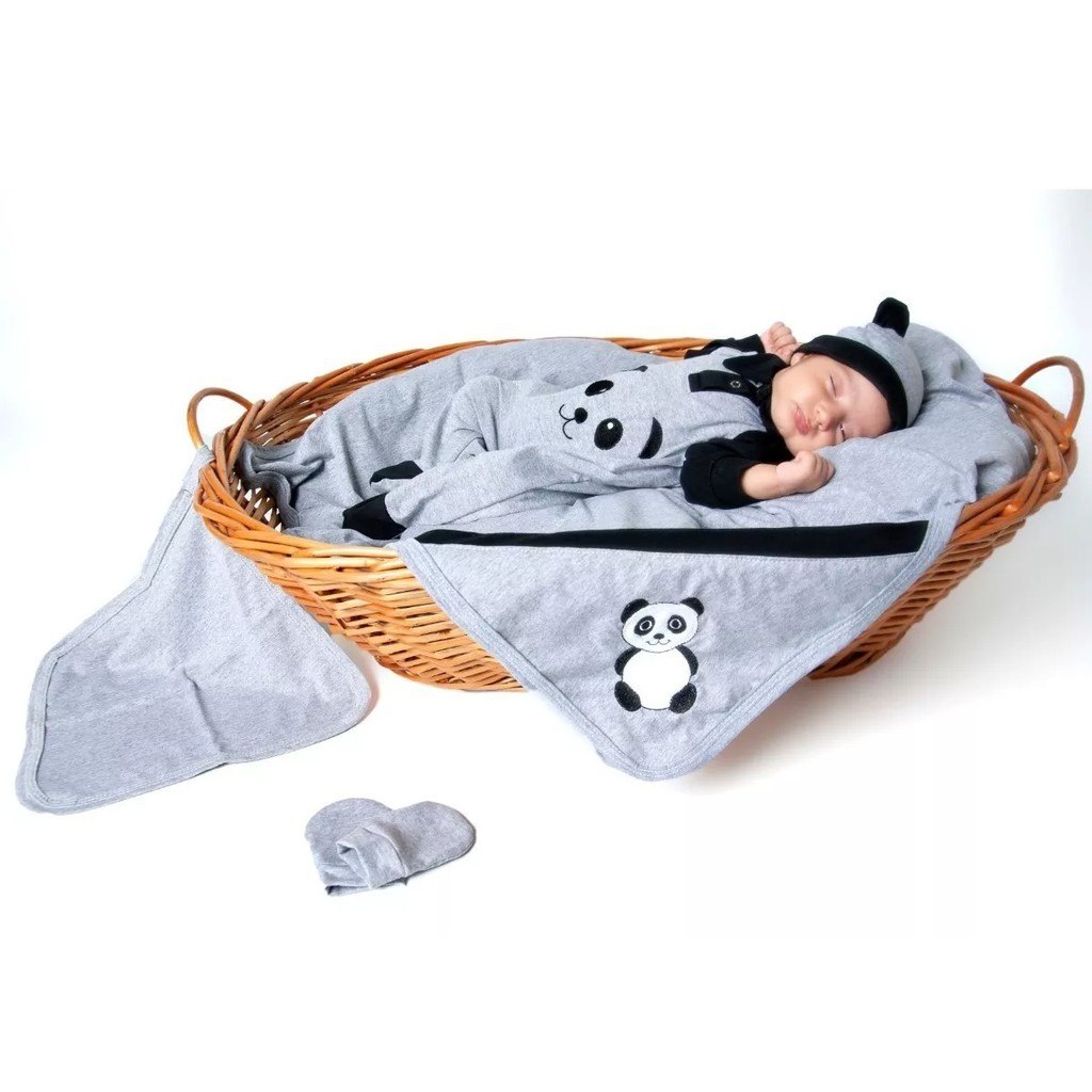 ✨ Kit Saída De Maternidade - Luck Panda - Menino/Menina - 5 Pçs - Para Bebês