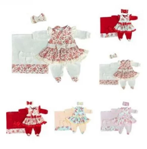 🛍️Kit Saída Maternidade Para Bebê Menina Catarina 05 Peças Roupas de Bebê