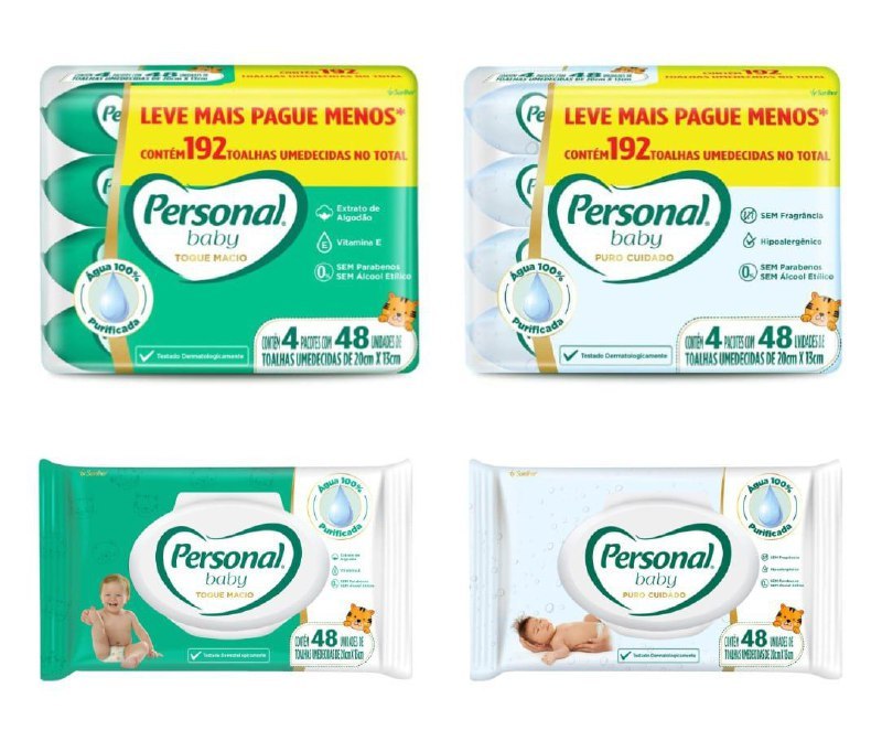 Kit Toalha Umedecida Personal Baby 192 unidades