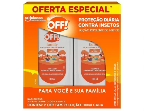 OFF! Family, Loção Repelente de Mosquitos e Insetos, Proteção por até 4h, 2 Unidades de 100ml Cada