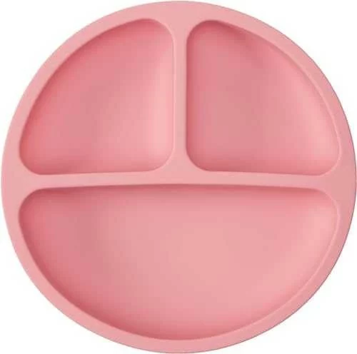 Prato em Silicone com 3 Divisórias e Ventosa  CLINK (Rosa)