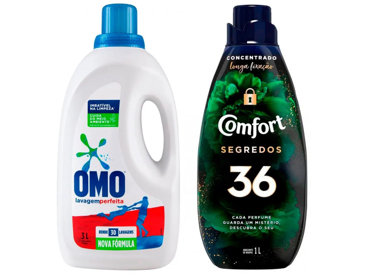 Sabão Líquido Omo Lavagem Perfeita 3L + Amaciante - Comfort Concentrado Segredos 36 1L