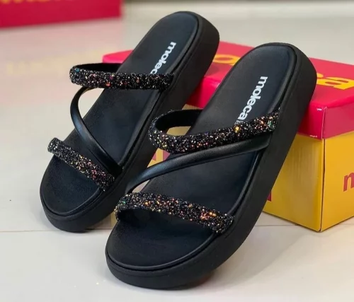 Sandália Brilho Strass Moleca