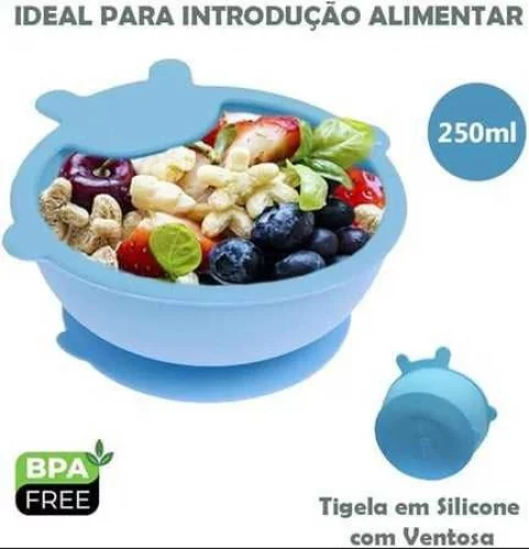 Tigela de Silicone Infantil com Ventosa Antiderrapante, 250ml