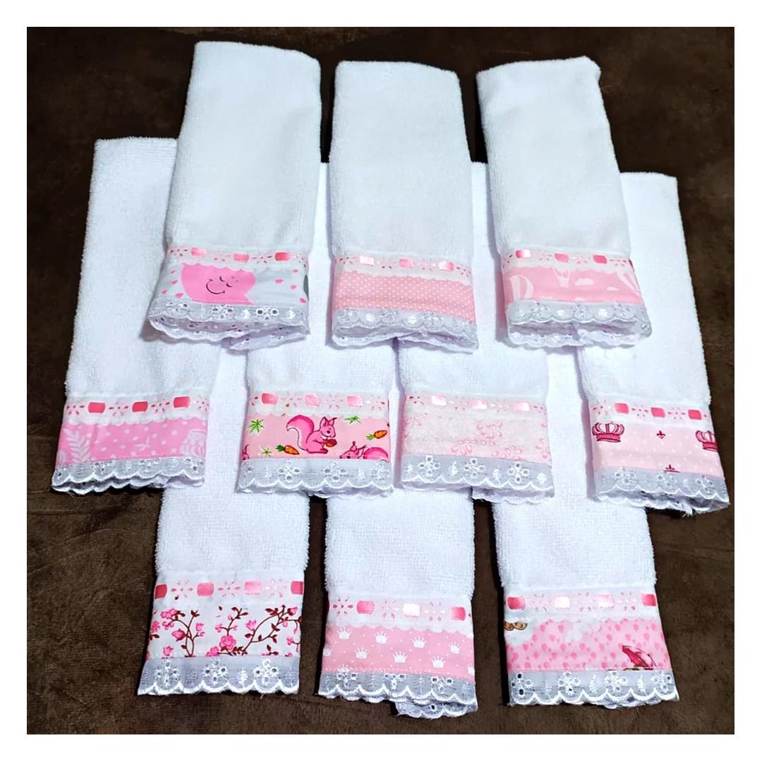 Toalhinha para Bebê de Ombro com Laise 5 unidades Passeio Modelo LUXO 100% Algodão Estampadas Menino