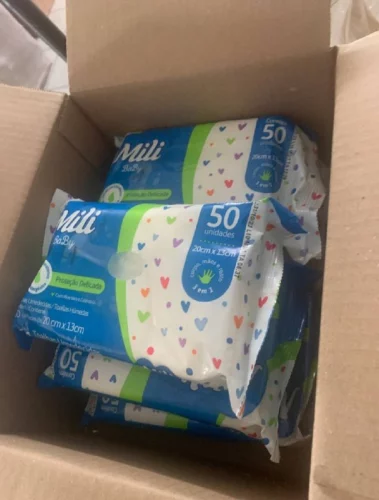 Toalhinha Umedecida Mili Proteção Delicada 50 unidades