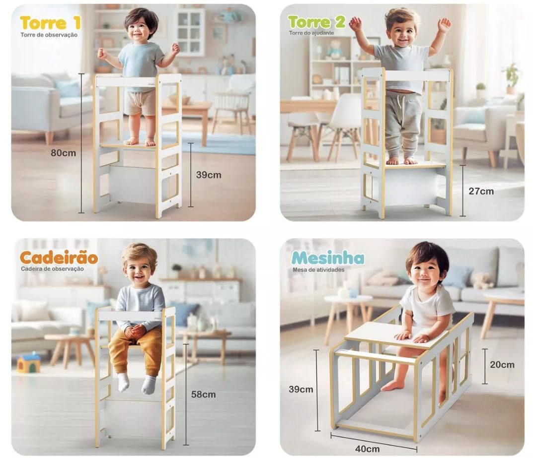 Torre de Aprendizagem Montessoriana 4 em 1