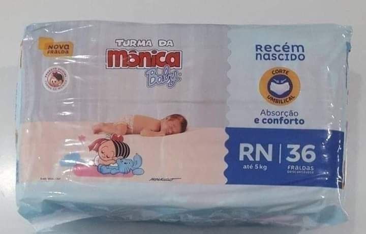 Turma da Mônica Baby - Fralda, Jumbo, RN, 36 Unidades