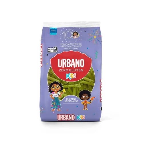 Urbano, Macarrão de Arroz e Espinafre, Mini Pena, Kids - 500g
