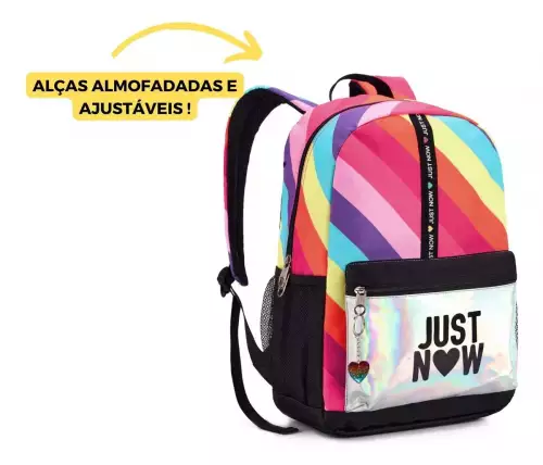 Mochila Passeio Escolar Juvenil Holografica Just Now