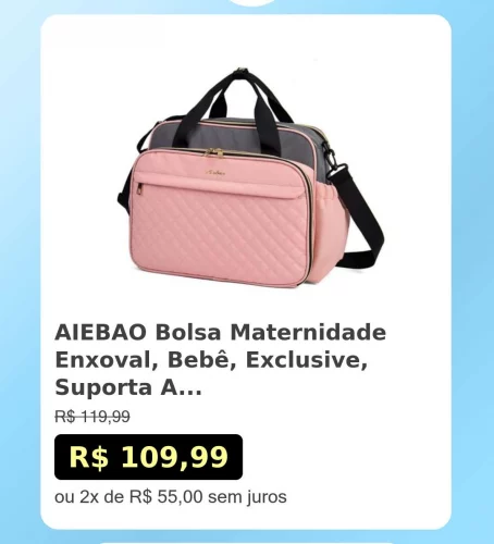 🛍️AIEBAO Bolsa Maternidade Enxoval, Bebê, Exclusive, Suporta Até 5 kg, Alça R...