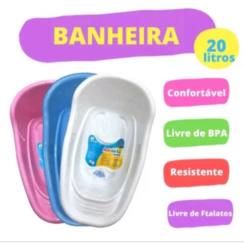 Banheira 20 litros Adoleta Banho Bebe Compacta Cajovil