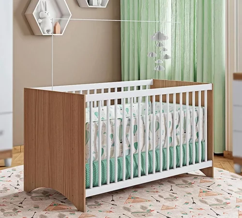 Berço Branco e Almendra Móveis Estrela Baby Gutti