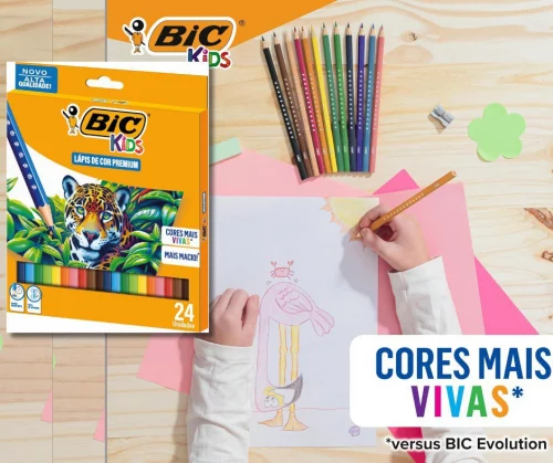 🟡 BIC, Lápis de Cor Premium, BIC KIDs, 24 cores