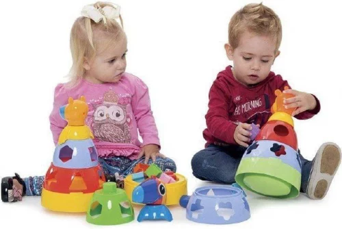 Brinquedo Educativo Girafa Didática com Blocos Merco Toys, cores sortidas, 1 unidade