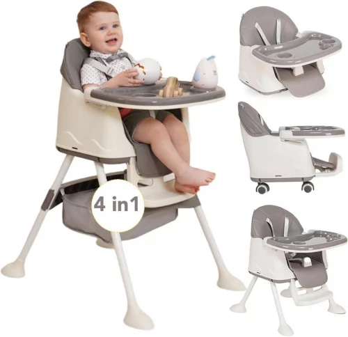 Cadeira de Alimentação Maxi Baby Portátil Bebê Honey (Cinza)