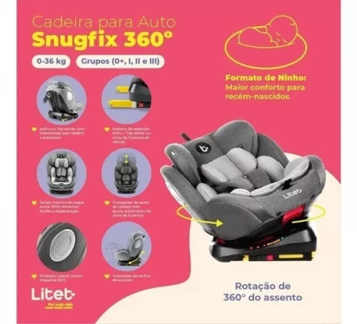 Cadeira Para Automóveis Litet Snugfix 0-36kg Bb453 Preto
