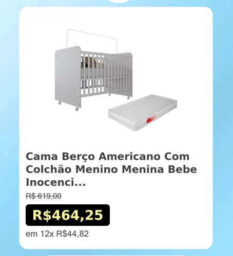 🛍️Cama Berço Americano Com Colchão Menino Menina Bebe Inocencia Com Rodizios ...