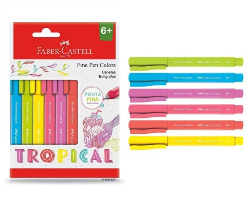 Caneta Faber-Castell Fine Pen Tropical 6 Cores