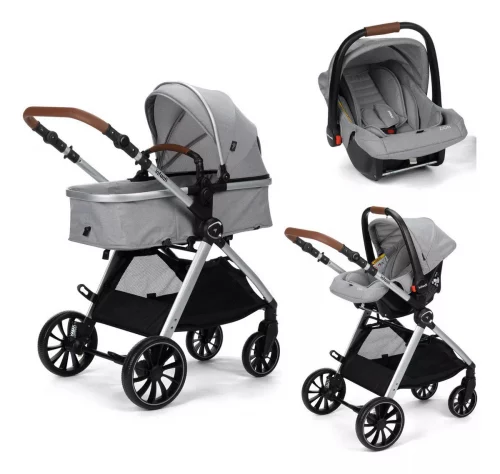 ✨Carrinho de Bebê Infanti Romanzzo Duo Cinza 3 em 1 Reversível Bebê Conforto e Moises