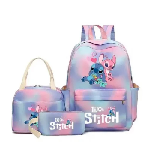 💜Conjunto de Mochila Escolar Infantil com 3 Peças - Grande Capacidade -