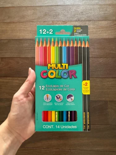 Ecolapis cor, Faber-Castell, multicolor super, 11.1200N+2G, 12 cores + 2 lapis, 14 unidades, Multicor