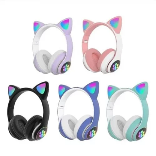 ✨Fone gato Fone De Ouvido carinha Sem Fio Bluetooth Com Orelhas De Gato