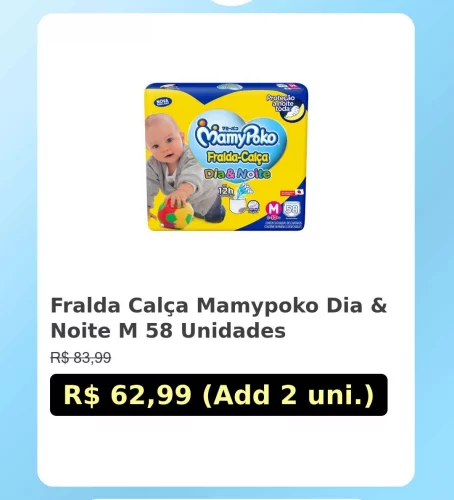 🛍️Fralda Calça Mamypoko Dia & Noite M 58 Unidades