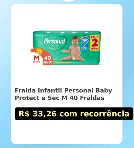 🛍️Fralda Infantil Personal Baby Protect e Sec M 40 Fraldas