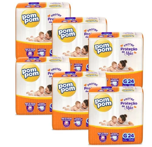 Fralda Pom Pom Protek Proteção de Mãe Jumbo G 144 Unidades