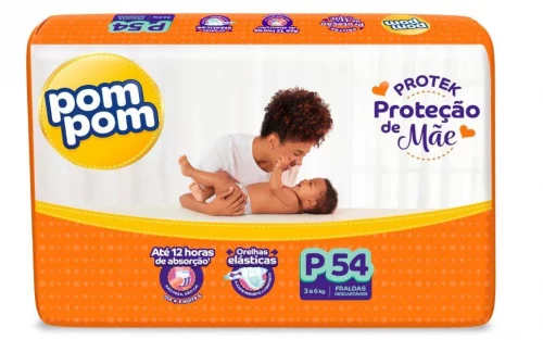 Fralda Pom Pom Protek Proteção de Mãe Mega P 54 Unidades