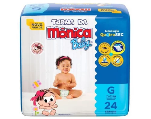 Fralda Turma da Mônica Baby Jumbo G 24 Unidades
