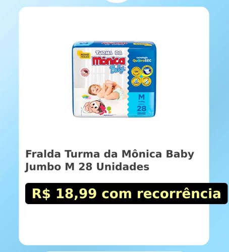 🛍️Fralda Turma da Mônica Baby Jumbo M 28 Unidades