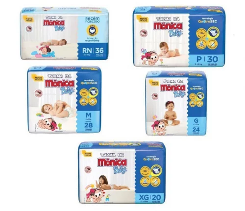 Fralda Turma da Mônica Baby RN ao XG